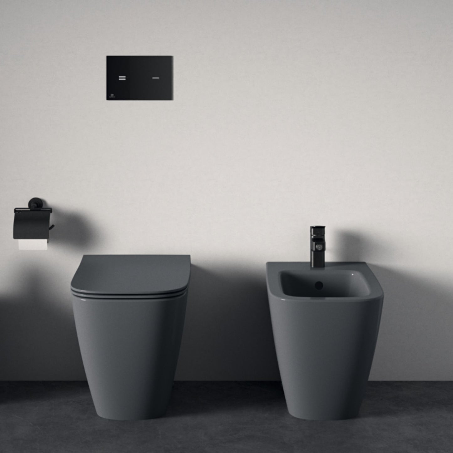 IDEAL STANDARD I.LIFE B BIDET GRIGIO LUCIDO A TERRA filo parete sanitari per bagno