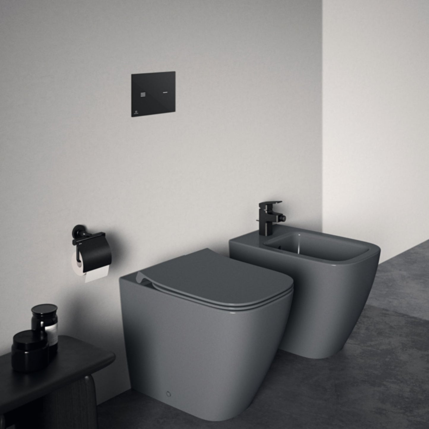 IDEAL STANDARD I.LIFE B BIDET GRIGIO LUCIDO A TERRA filo parete sanitari per bagno