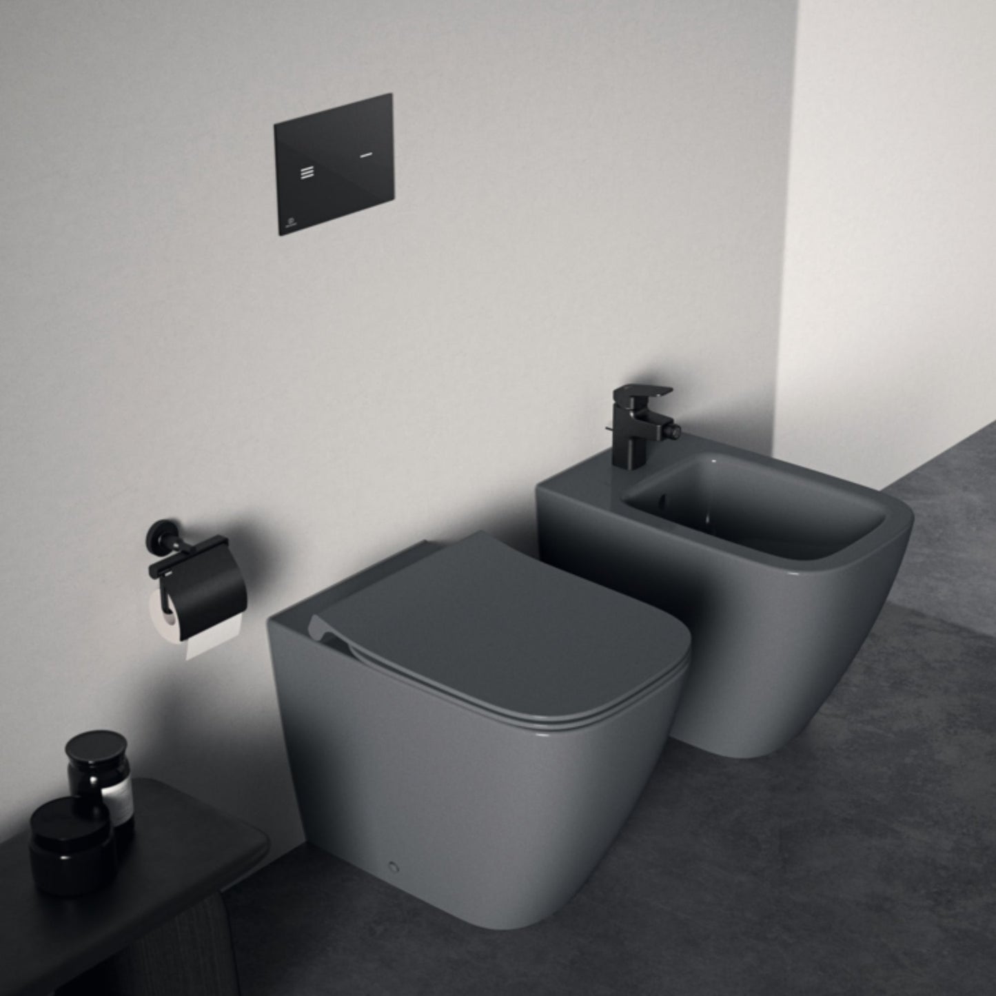 IDEAL STANDARD I.LIFE B BIDET GRIGIO LUCIDO A TERRA filo parete sanitari per bagno