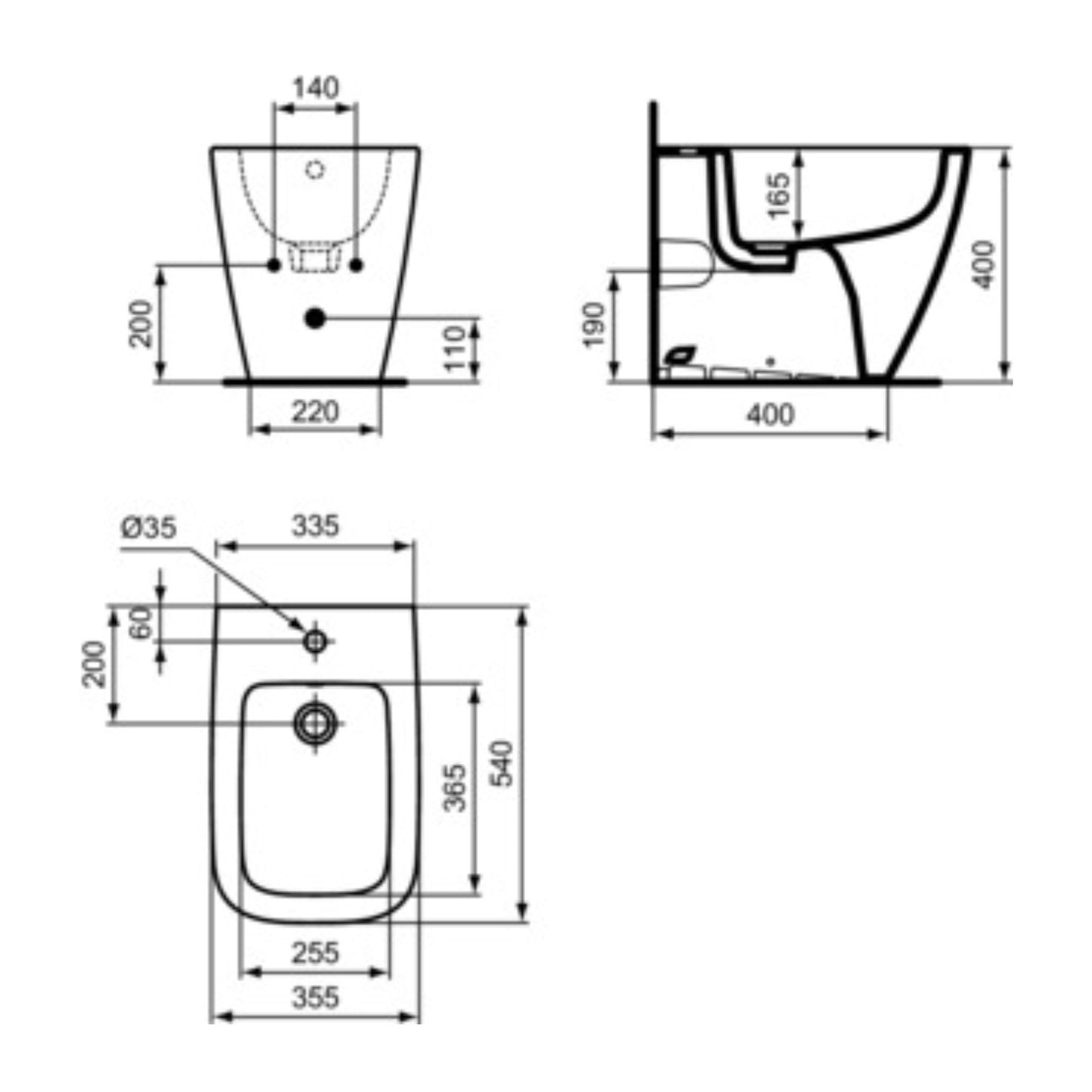 IDEAL STANDARD I.LIFE B BIDET GRIGIO LUCIDO A TERRA filo parete sanitari per bagno