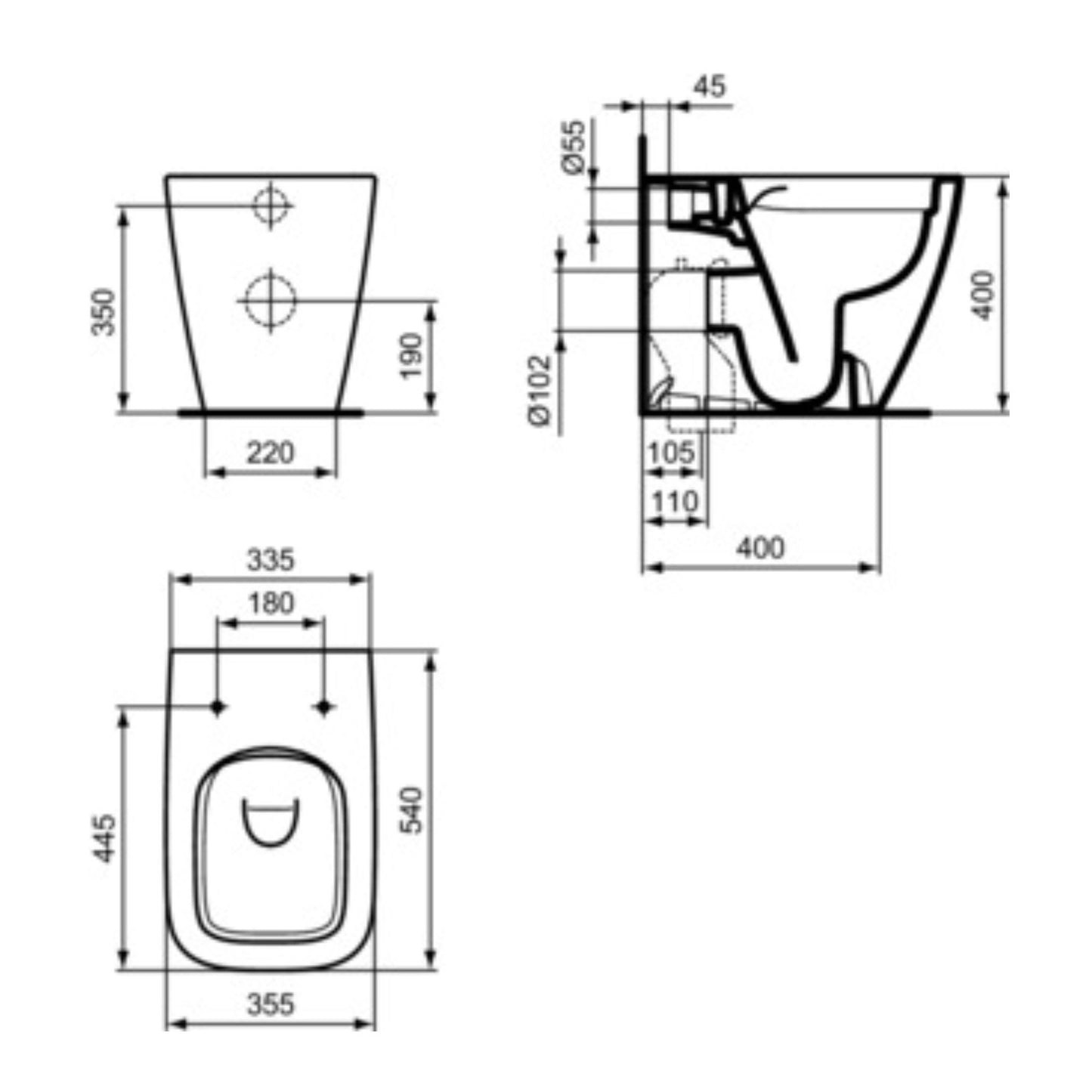 IDEAL STANDARD I.LIFE B VASO GRIGIO LUCIDO A TERRA wc water filo parete bagno
