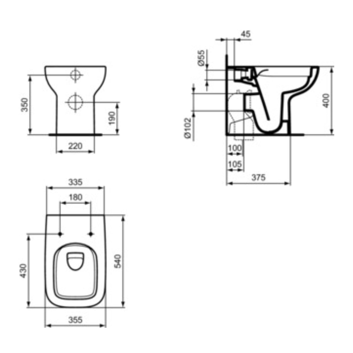 IDEAL STANDARD IS I.LIFE A VASO BIANCO a terra filoparete RimLS+
