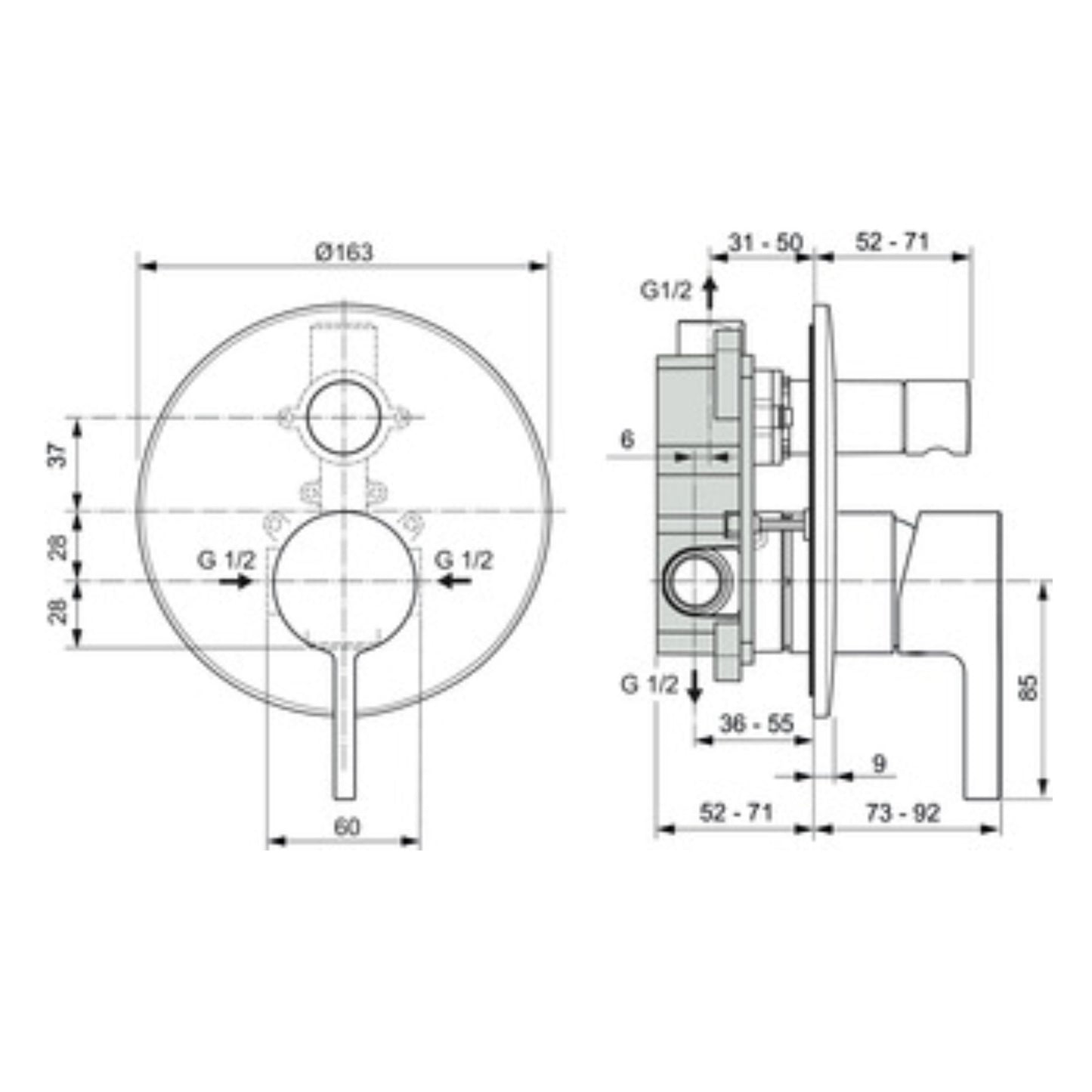 IDEAL STANDARD JOY MISCELATORE DOCCIA AD INCASSO CROMATO per vasca