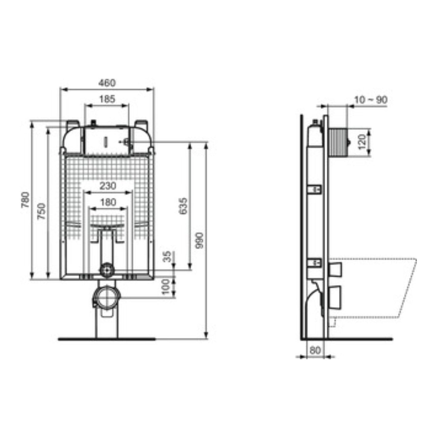IDEAL STANDARD PROSYS 80 CASSETTA SCARICO INCASSO portata 6 Litri per wc water