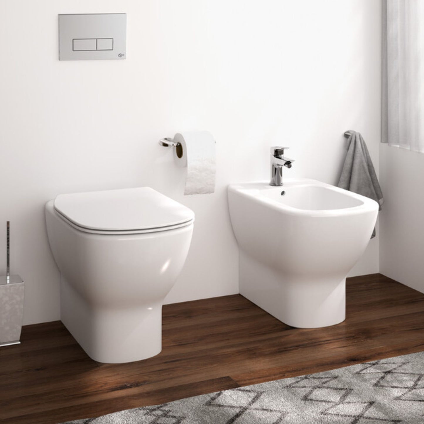 IDEAL STANDARD TESI BIDET BIANCO SETA monoforo per installazione filo parete