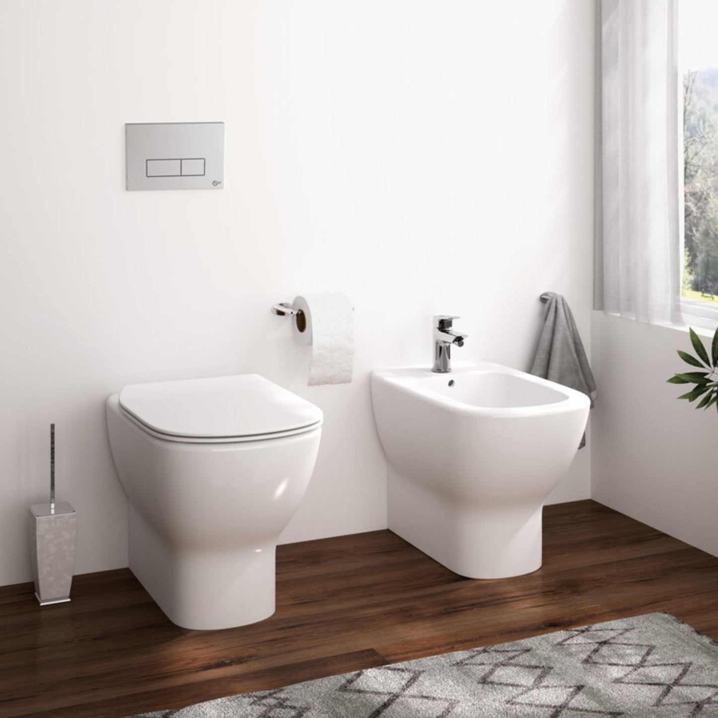 IDEAL STANDARD TESI VASO BIANCO SETA A TERRA ACQUABLADE water wc filoparete universale