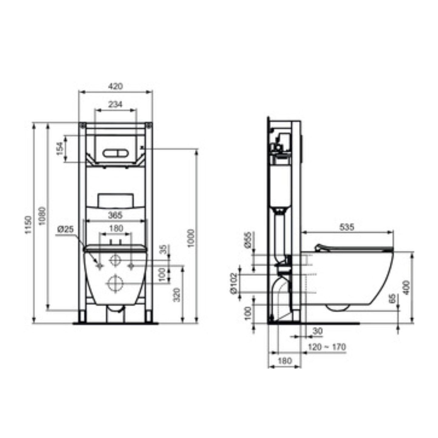 IDEAL STANDARD TESI VASO SOSPESO BIANCO ACQUABLADE water wc con fissaggi nascosti