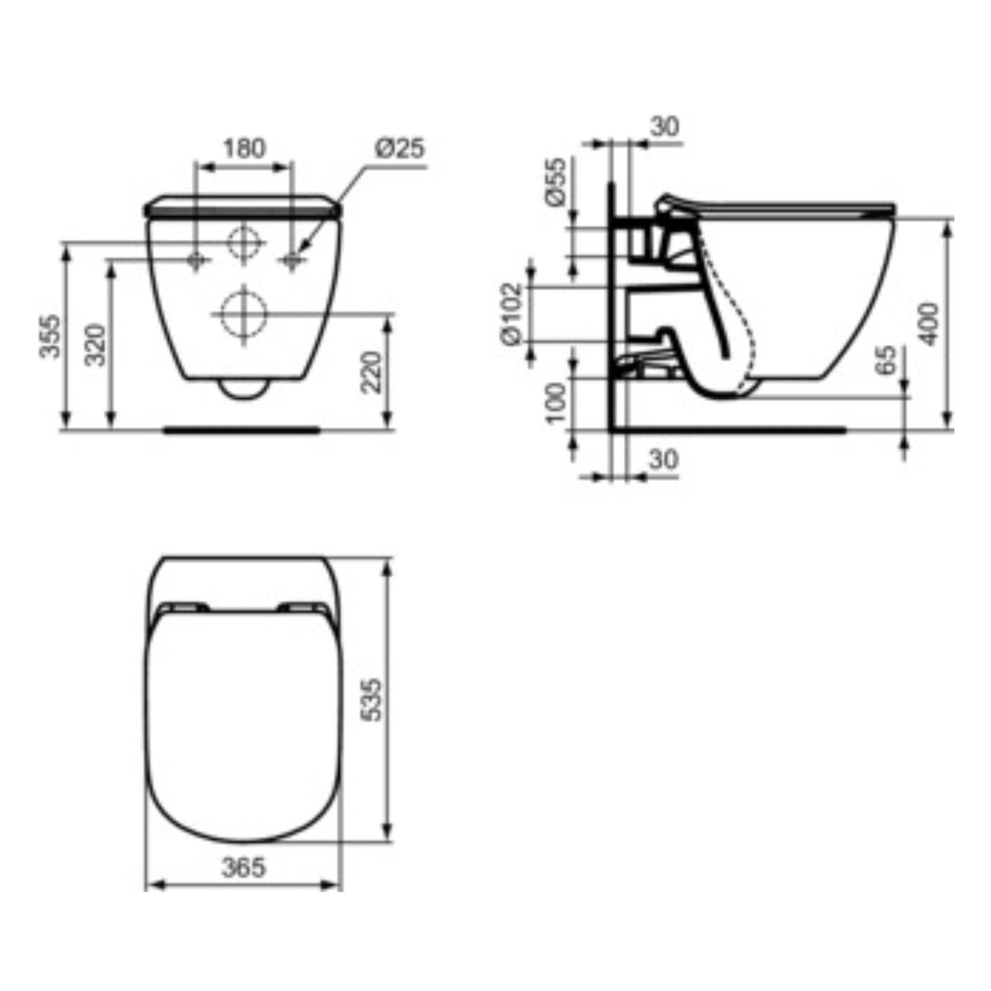 IDEAL STANDARD TESI VASO SOSPESO BIANCO ACQUABLADE water wc con fissaggi nascosti
