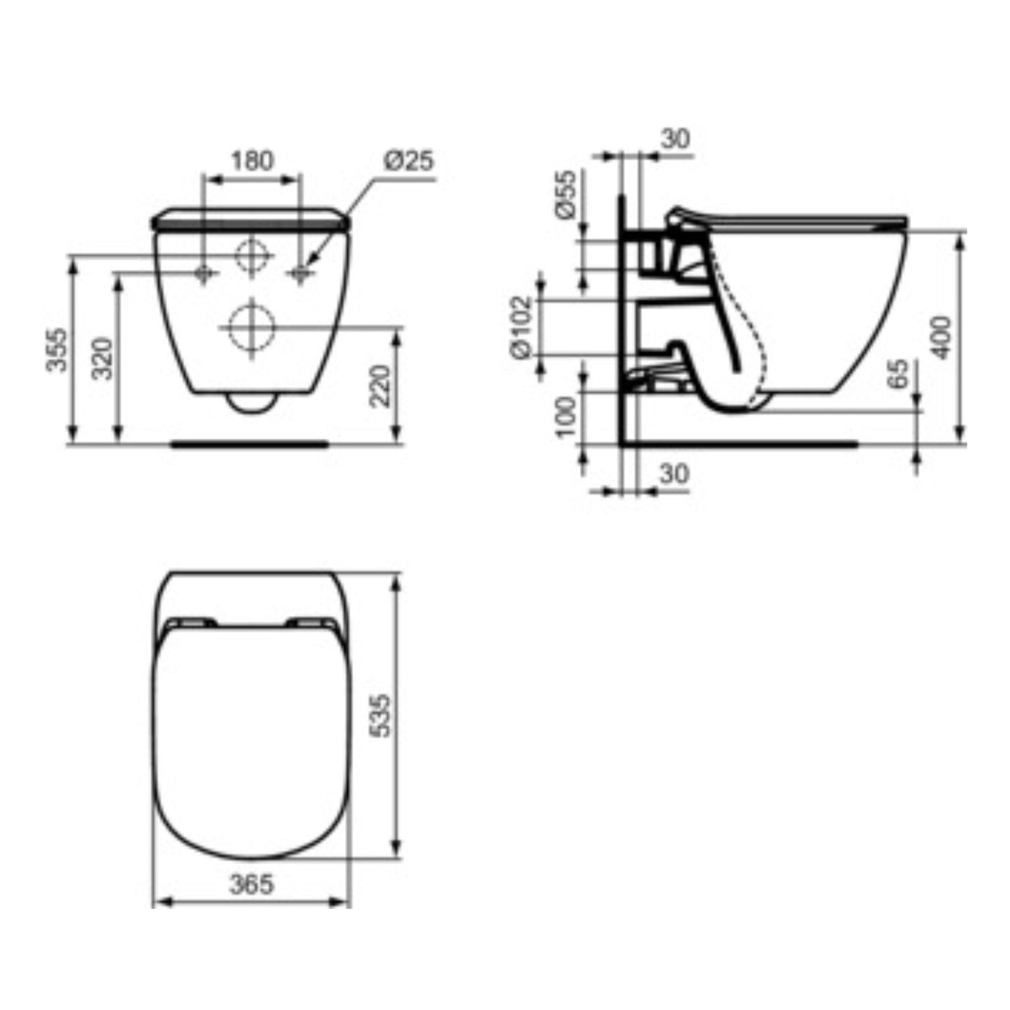 IDEAL STANDARD TESI VASO SOSPESO BIANCO SETA AQUABLADE wc water bagno