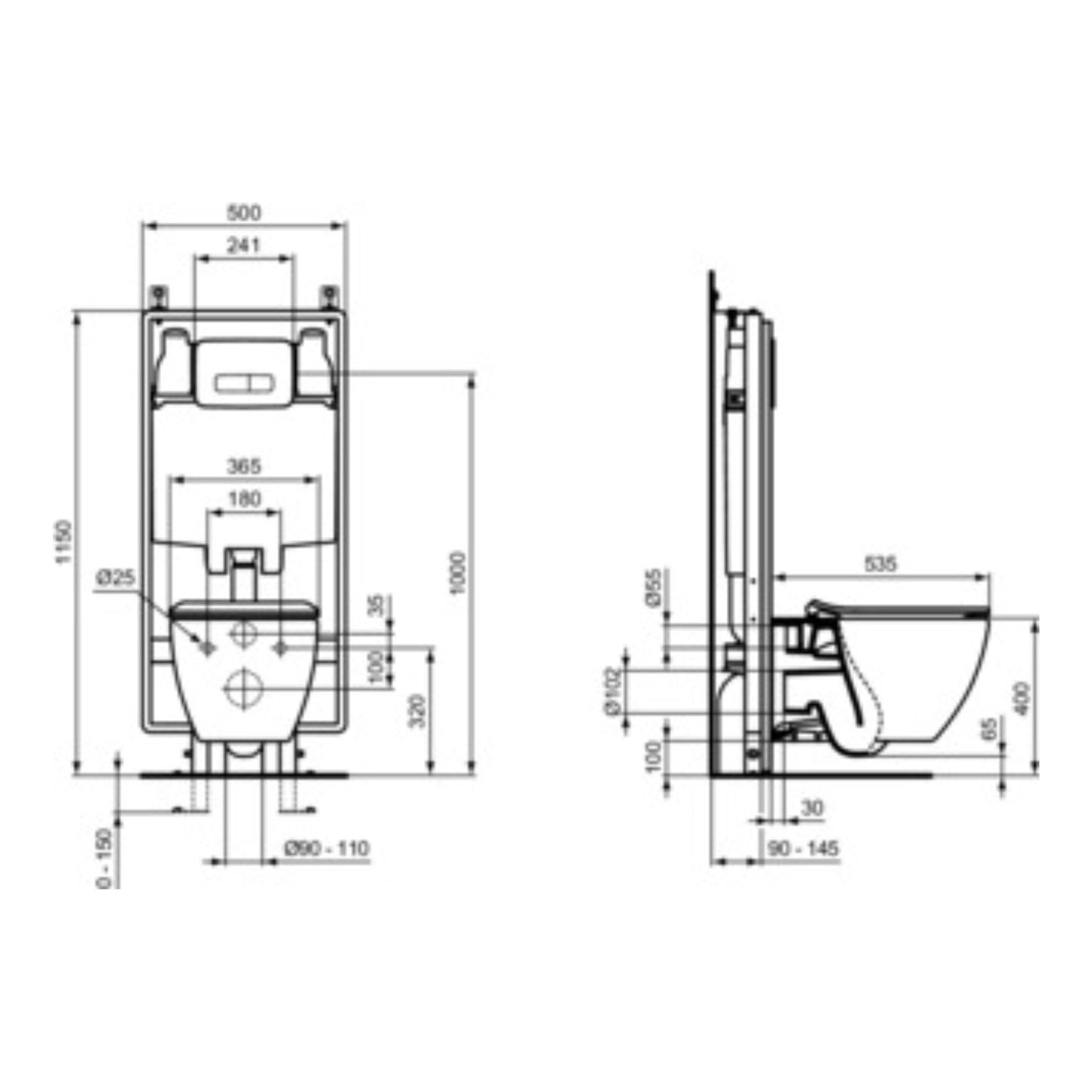 IDEAL STANDARD TESI VASO SOSPESO NERO OPACO AQUABLADE wc water bagno