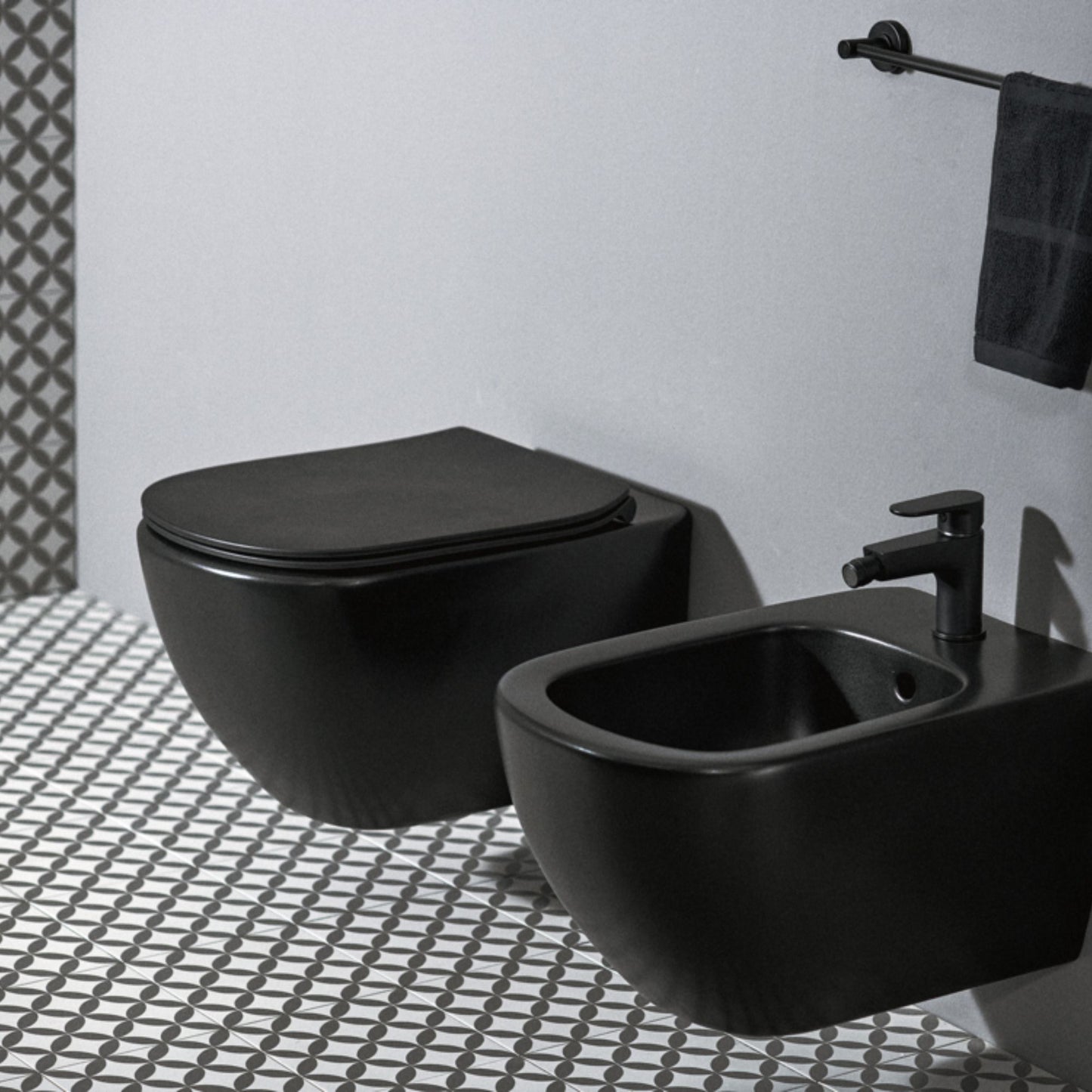 IDEAL STANDARD TESI VASO SOSPESO NERO OPACO AQUABLADE wc water bagno