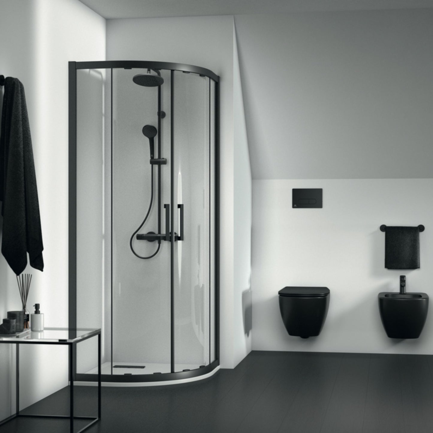 IDEAL STANDARD TESI VASO SOSPESO NERO OPACO AQUABLADE wc water bagno
