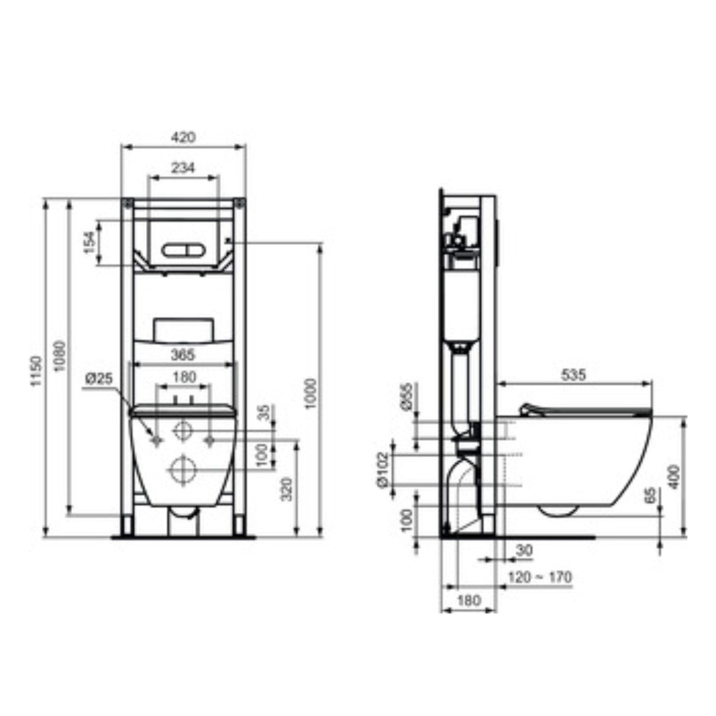 IDEAL STANDARD TESI VASO SOSPESO NERO OPACO AQUABLADE wc water bagno