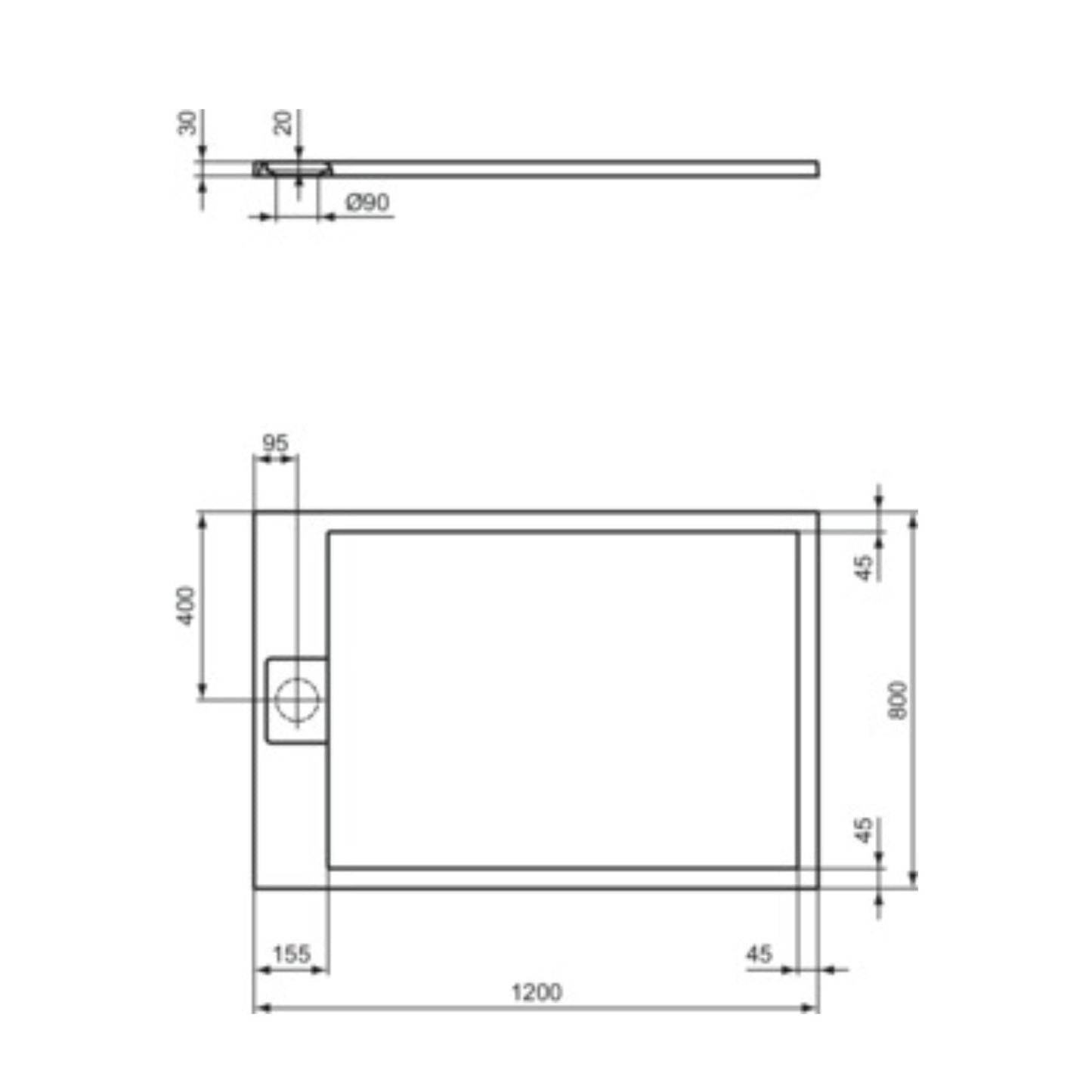 IDEAL STANDARD ULTRA FLAT S I.LIFE PIATTO DOCCIA RETTANGOLARE BIANCO 120x80cm