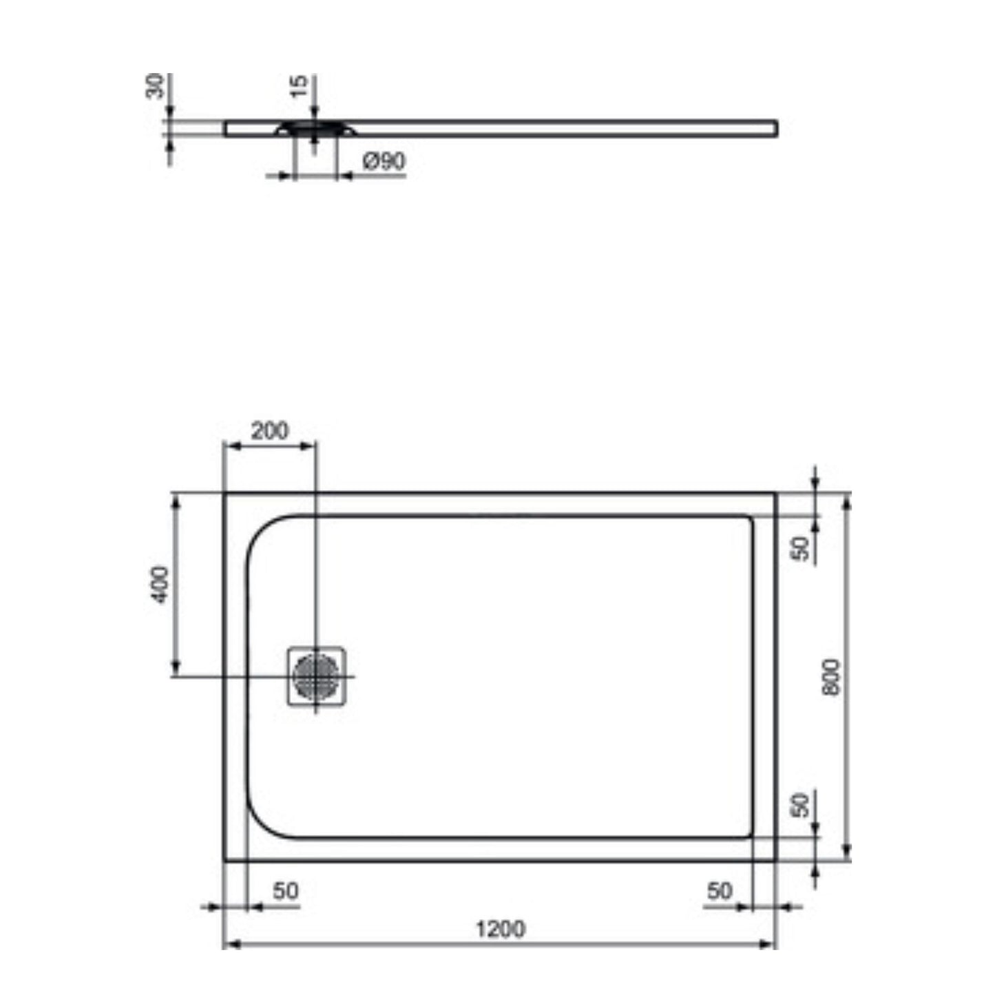 IDEAL STANDARD ULTRAFLAT S PIATTO DOCCIA GRIGIO CEMENTO RETTANGOLARE ultrasottile 120x80cm