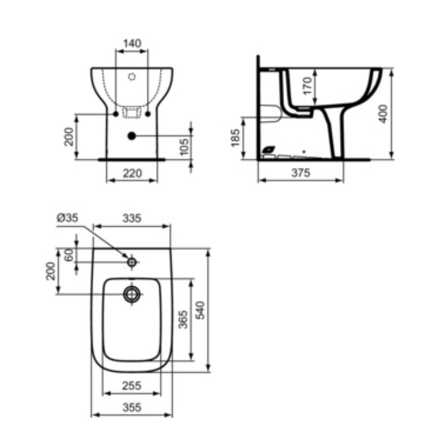 IDEAL STANDARD I.LIFE A BIDET BIANCO a terra monoforo per installazione filo parete