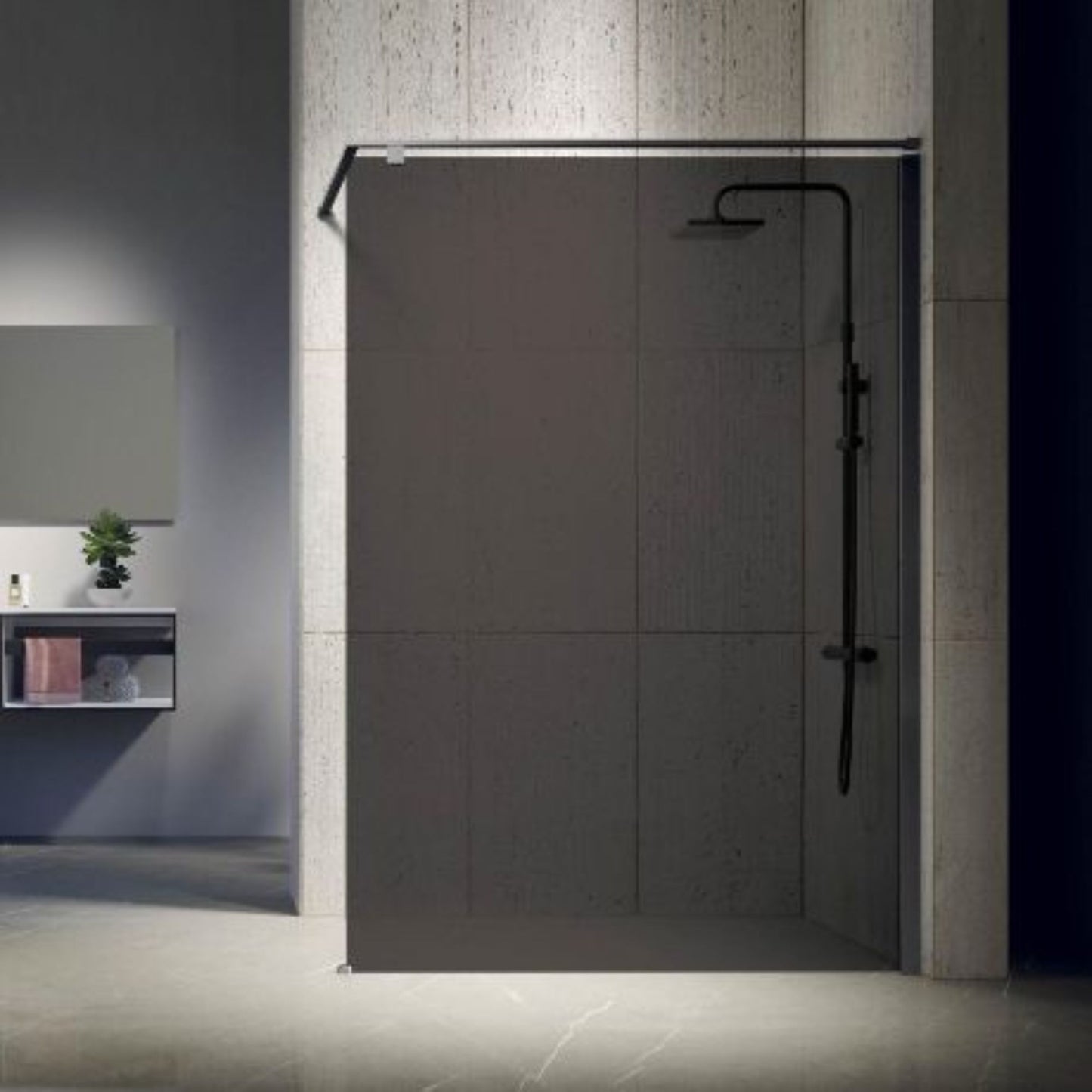 # SPAZI DOCCIA KUADRA H Fumè - NOVELLINI box doccia WALK-IN parete fissa con finitura fumè