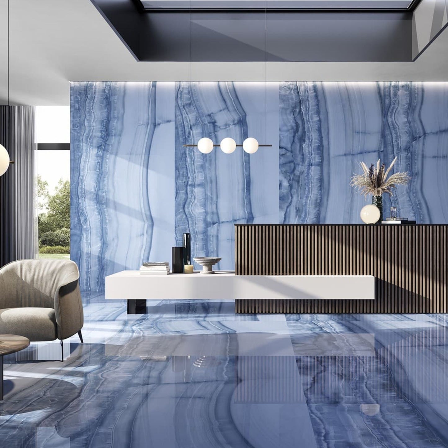 LA FABBRICA AVA NAUTILUS GRES PORCELLANATO BLU INTENSO 120x120 piastrelle moderne