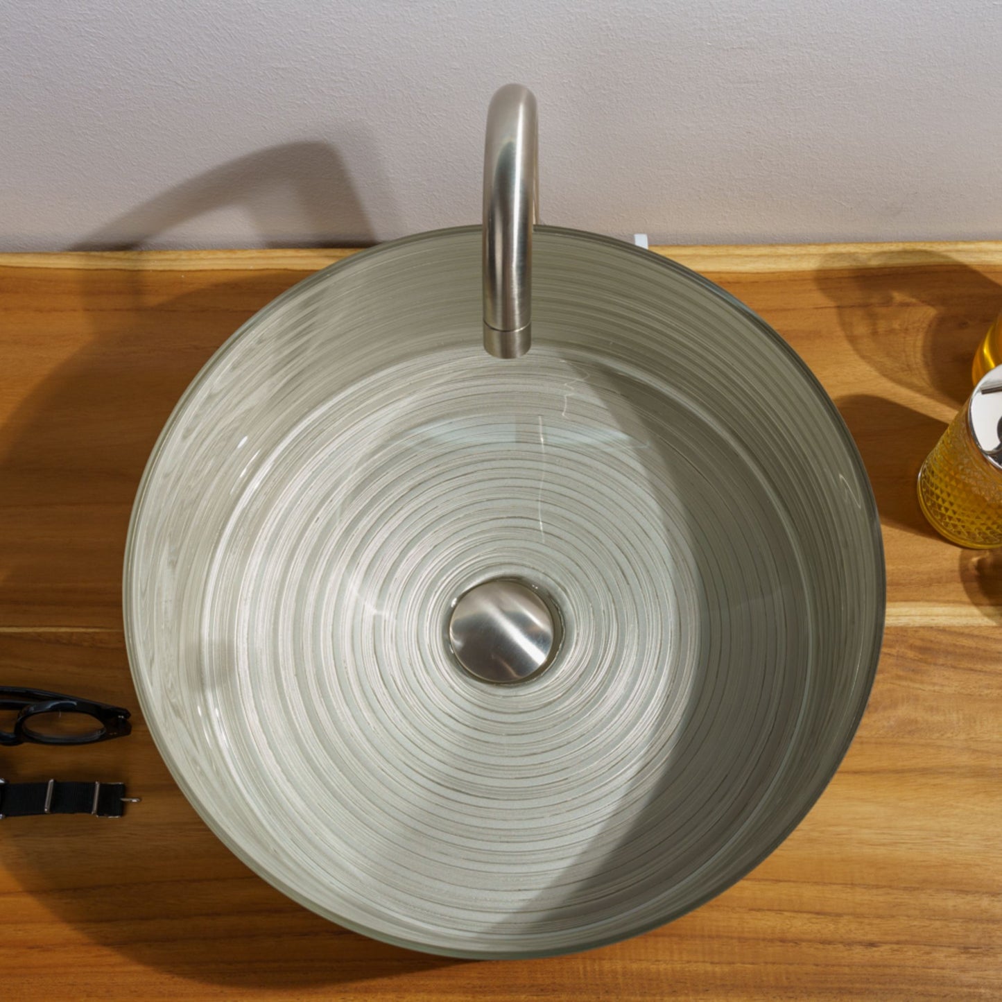 LAVABO CIRCLE in vetro soffiato e resina 39,5ø - CIPÍ Lavandino artigianale Made in Italy, elegante, resistente e decorato a mano