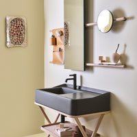 # LAVABO CON MOBILE e VASSOIO SIWA in ceramica - CIELO lavandino per bagno dalle geometrie nette e linee pulite