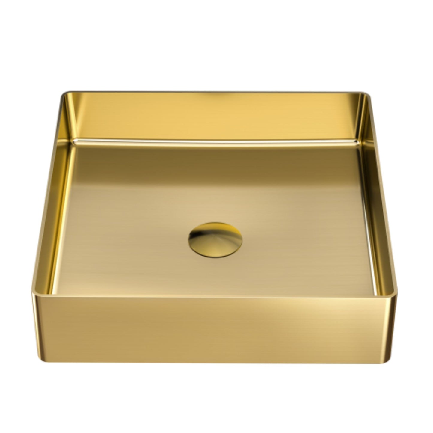 LAVABO FOYER REGULAR da appoggio in acciaio inox PVD - CIPÍ lavandino design minimale, elegante e saldato da un'unica lastra.