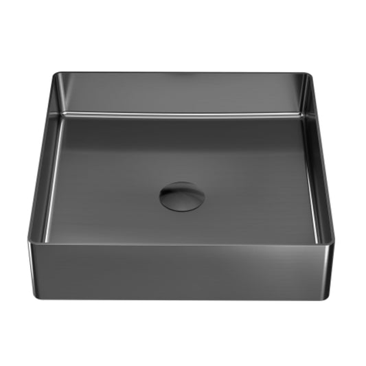 LAVABO FOYER REGULAR da appoggio in acciaio inox PVD - CIPÍ lavandino design minimale, elegante e saldato da un'unica lastra.