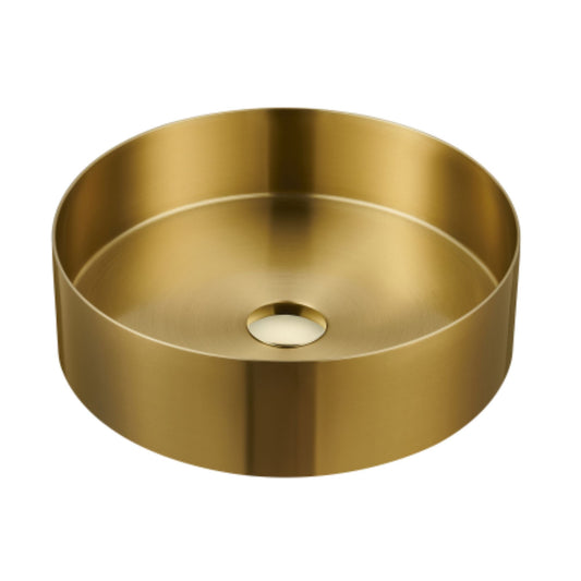 LAVABO FOYER ROUND 38Ø in acciaio inox 3 mm - CIPÍ lavandino tondo con finitura PVD+Nano coating senza saldature