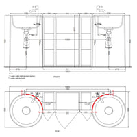 # LAVABO FREESTANDING CON MOBILE A TERRA CENTRALE ITACA - CIELO Scarico a parete