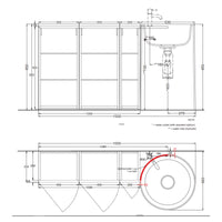 # LAVABO FREESTANDING CON MOBILE A TERRA SINISTRO 128Cm ITACA - CIELO scarico a terra