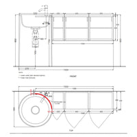 # LAVABO FREESTANDING CON MOBILE SOSPESO DESTRO 128Cm ITACA - CIELO Scarico a terra