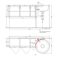 # LAVABO FREESTANDING CON MOBILE SOSPESO SINISTRO 128Cm ITACA - CIELO Scarico a parete