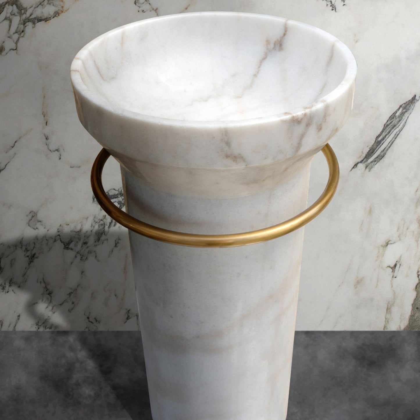 LAVABO FREESTANDING MOON WHITE in marmo bianco ø42x85 cm - CIPÍ lavabo a colonna di lusso