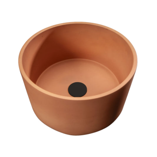 LAVABO MALI ROUND 40Ø in terrazzo Orange - CIPÍ lavandino stile pop, design moderno con fianchi alti per bagni contemporanei