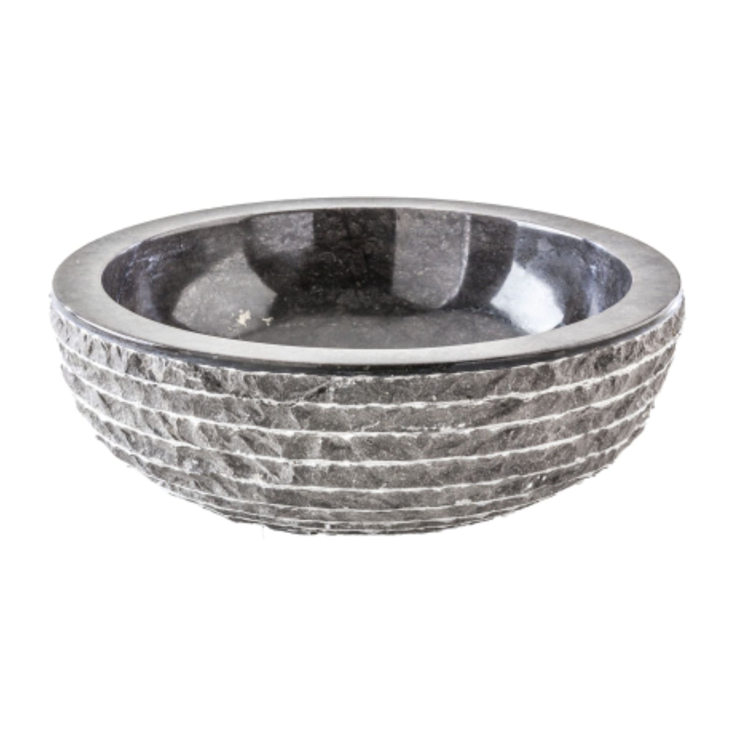 LAVABO MERAPI da appoggio a ciotola in marmo 40ø - CIPÍ Lavandino con interno levigato, esterno grezzo lavorato a selce