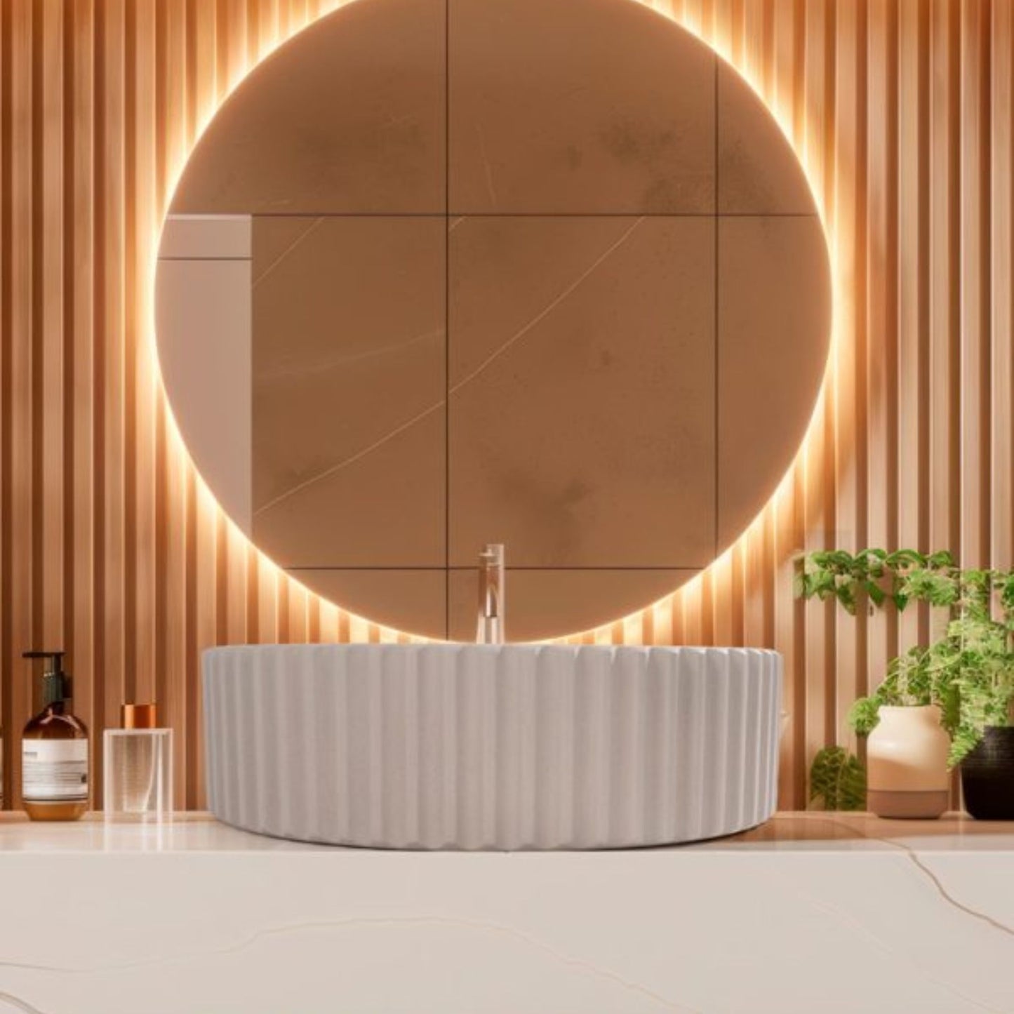 LAVABO OYSTER in cemento impermeabilizzato 40Ø - CIPÍ lavandino moderno e vellutato, con piletta click clack inclusa