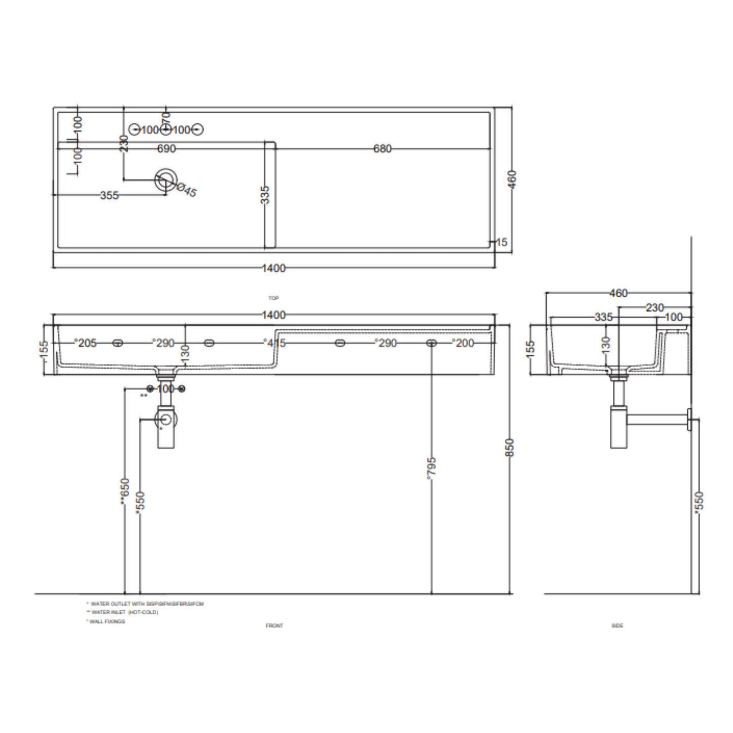 # LAVABO PLINIO 140Cm in ceramica - CIELO ideale per un arredamento bagno di lusso e moderno