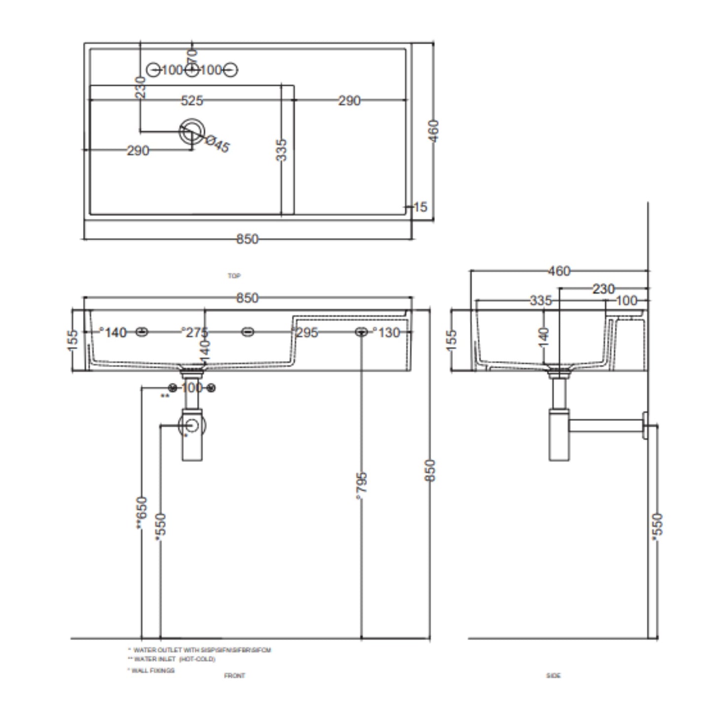 # LAVABO PLINIO 85Cm in ceramica - CIELO ideale per un arredamento bagno di lusso e moderno