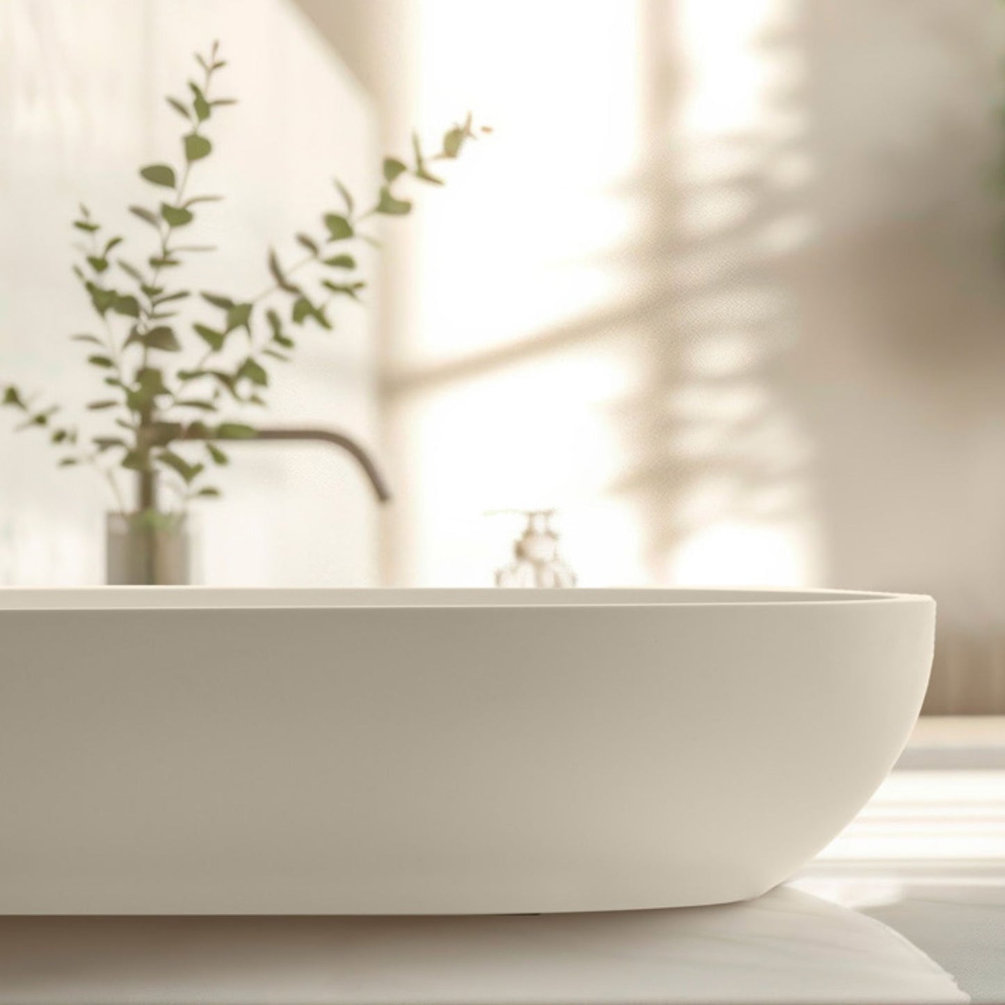 LAVABO POOL lavantino a vasca in Istone - CIPÍ bianco 58x38cm ideale per bagni moderni ed eleganti