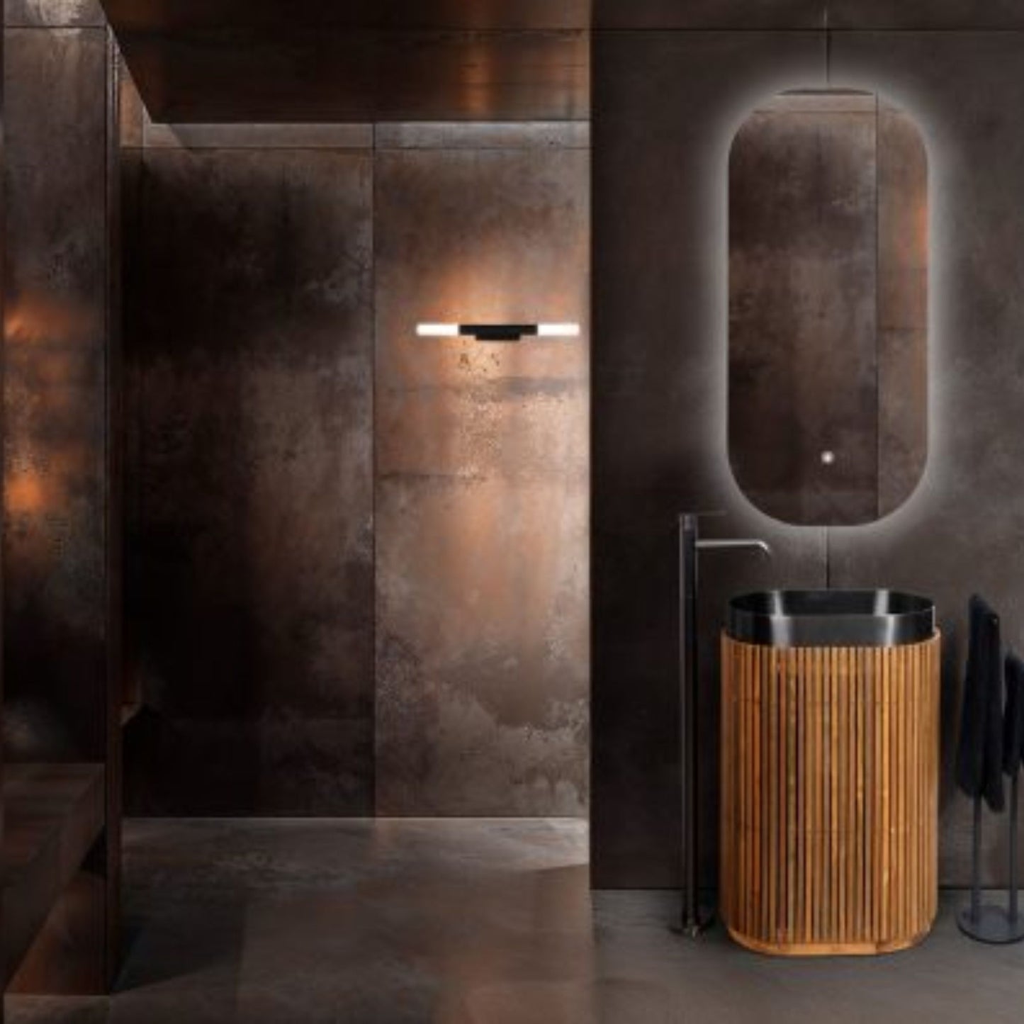 LAVABO SHIELD OVAL FREESTANDING in teak naturale - CIPÍ lavandino foyer moderno impermeabilizzato