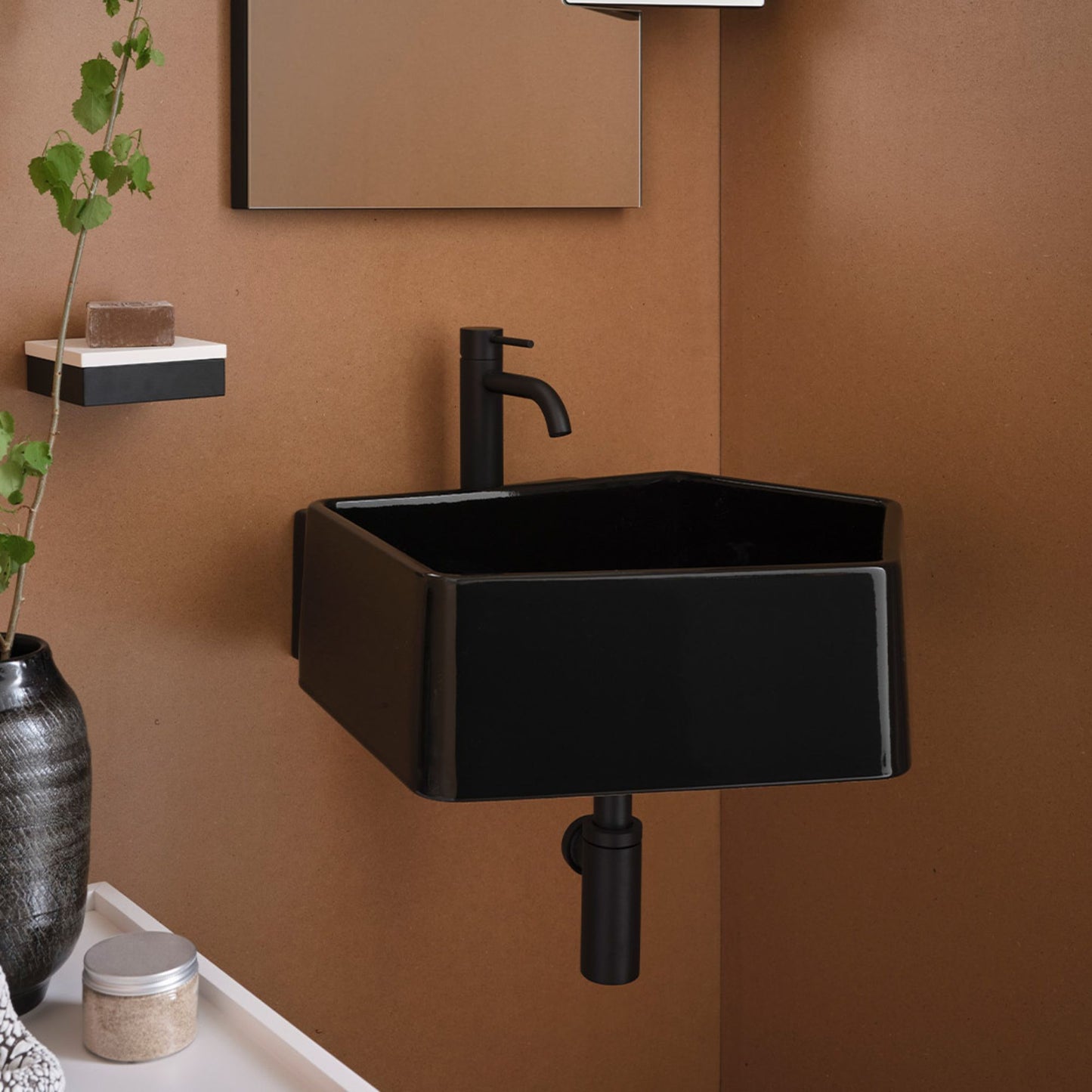 # LAVABO SOSPESO KANTO MONOFORO da 50cm - CIELO in ceramica compatto ed elegante per bagni moderni Made in Italy