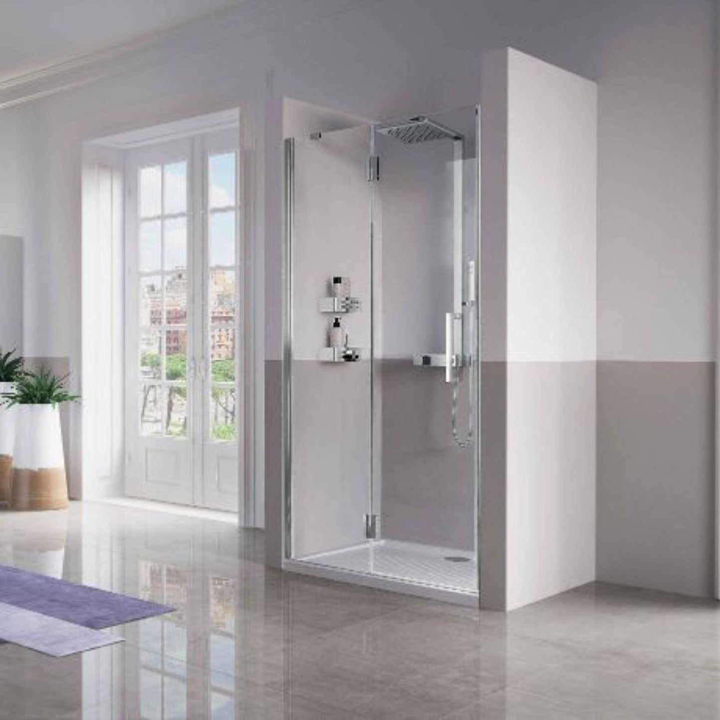 # BOX DOCCIA LOUVRE G in NICCHIA- NOVELLINI apertura 1 anta battente e 1 fisso in linea