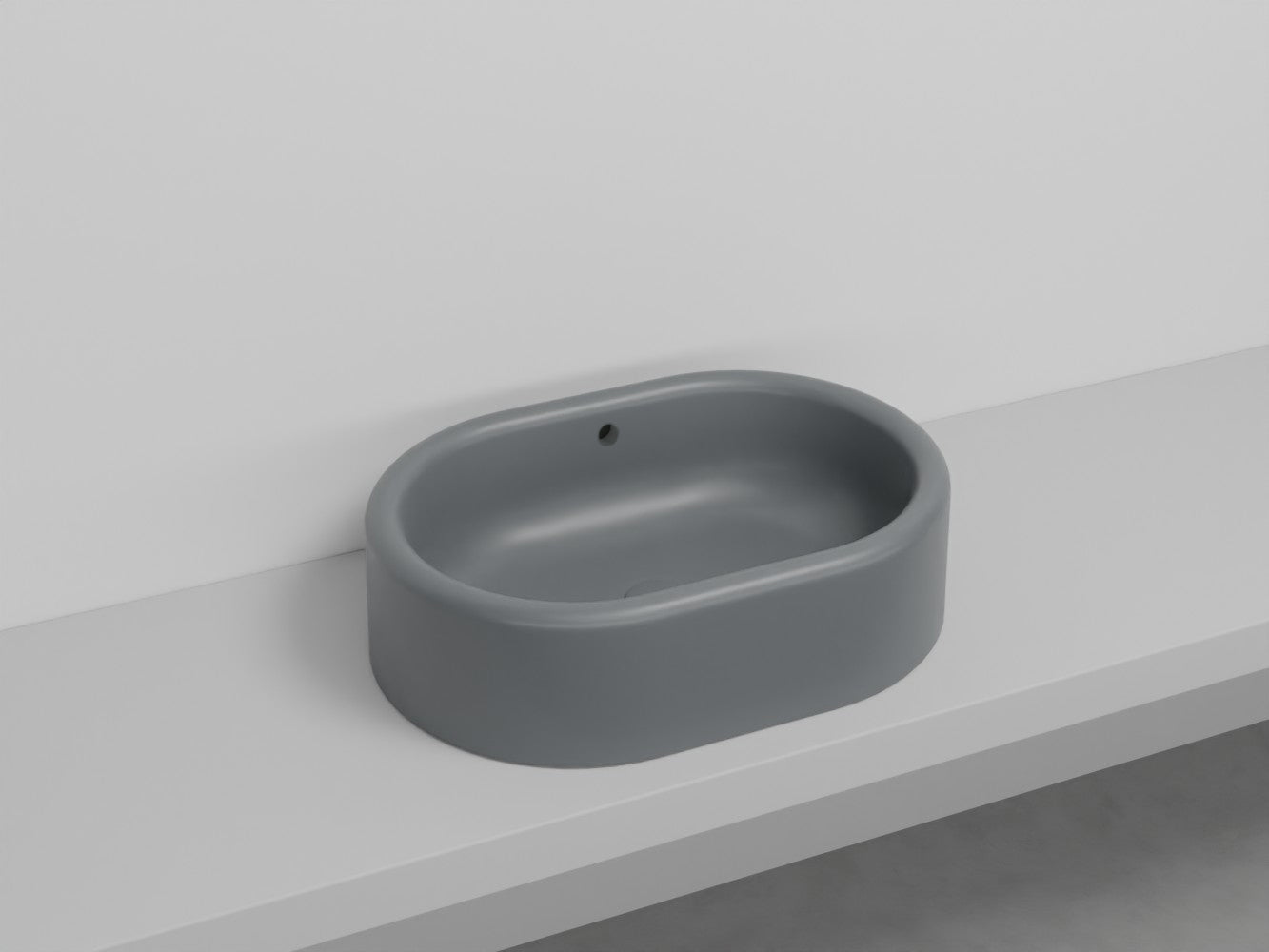 # LAVABO OVALE DA APPOGGIO ITACA con TROPPOPIENO - CIELO in ceramica con finiture pregiate e stile moderno
