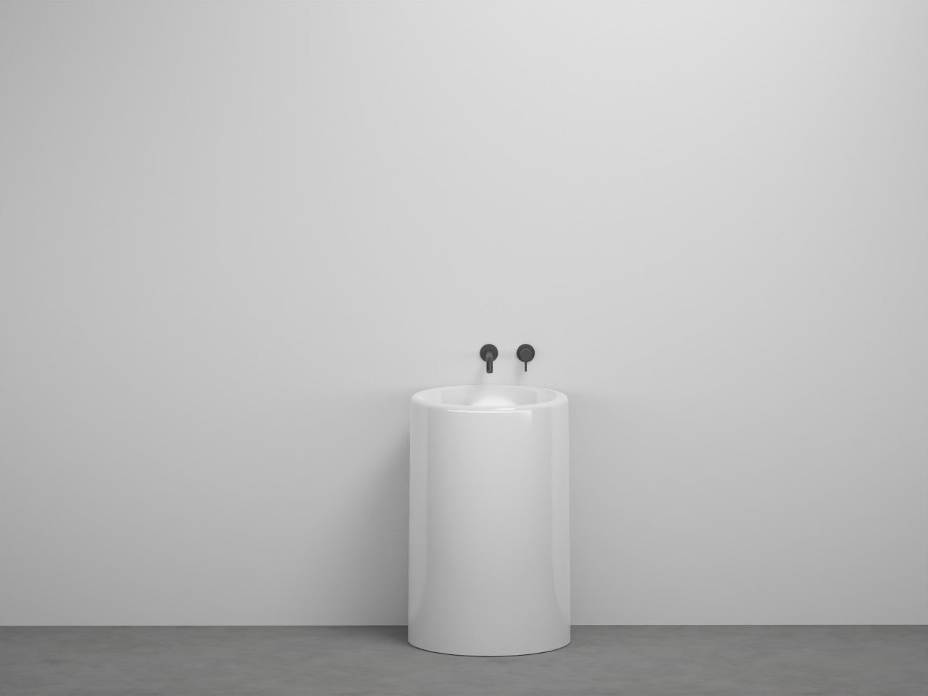 # LAVABO FREESTANDING TONDO da 53cm ITACA- CIELO eleganza minimale con scarico a terra