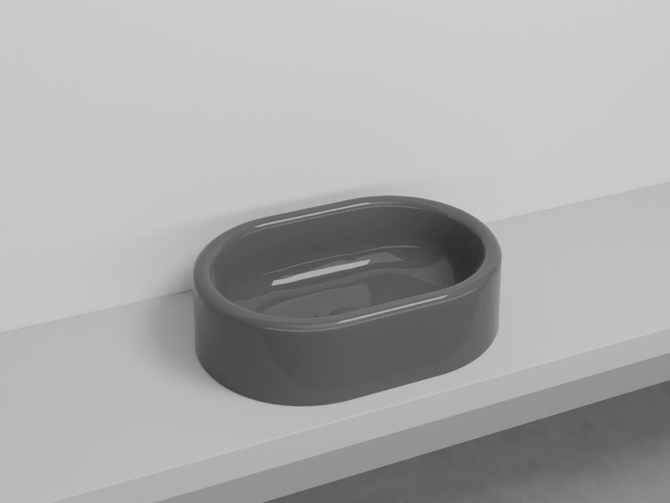 # LAVABO OVALE DA APPOGGIO ITACA - CIELO in ceramica con finiture pregiate e stile moderno