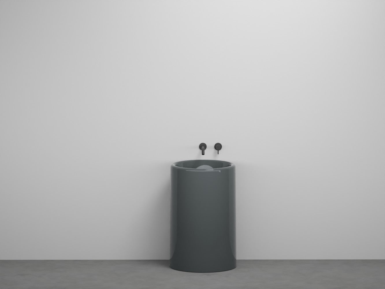 # LAVABO FREESTANDING TONDO da 53cm ITACA- CIELO eleganza minimale con scarico a terra