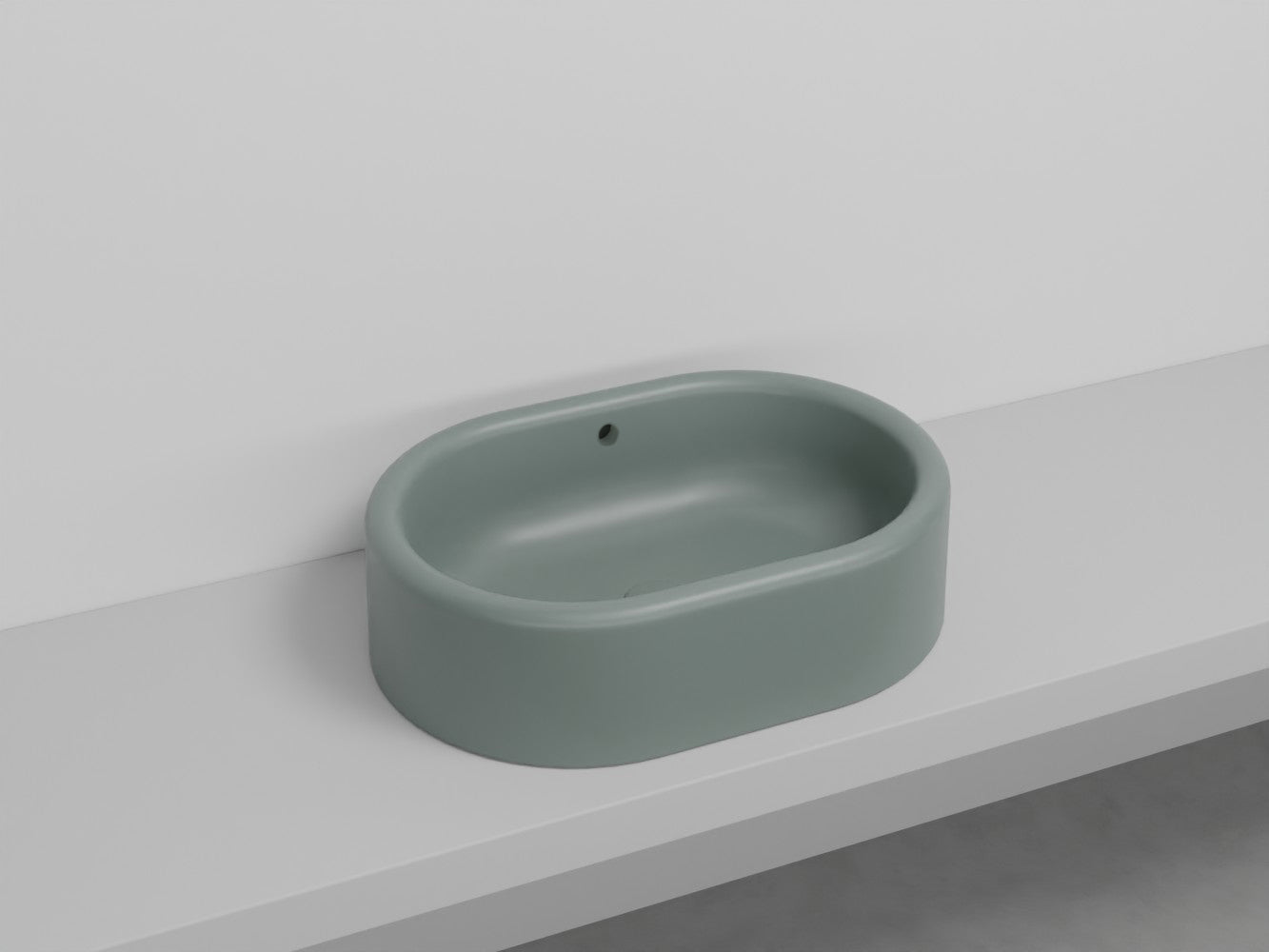 # LAVABO OVALE DA APPOGGIO ITACA con TROPPOPIENO - CIELO in ceramica con finiture pregiate e stile moderno