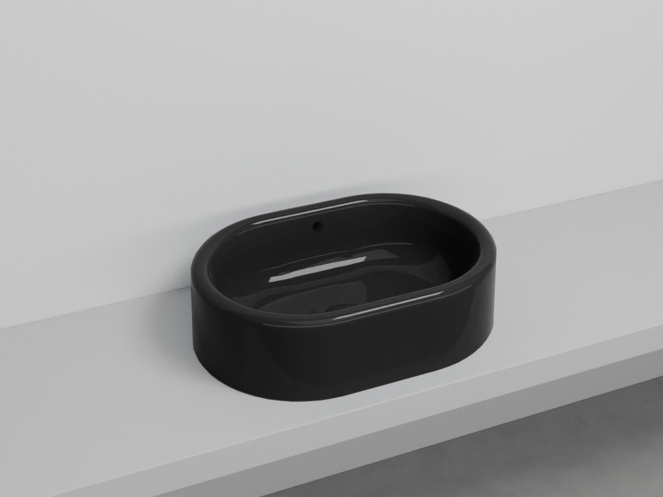 # LAVABO OVALE DA APPOGGIO ITACA con TROPPOPIENO - CIELO in ceramica con finiture pregiate e stile moderno