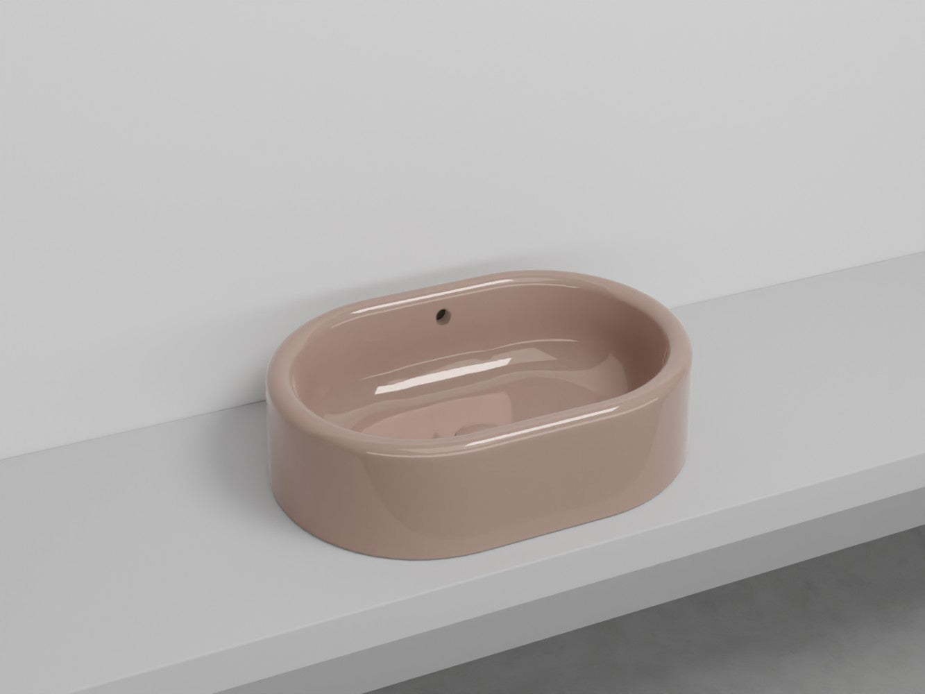 # LAVABO OVALE DA APPOGGIO ITACA con TROPPOPIENO - CIELO in ceramica con finiture pregiate e stile moderno