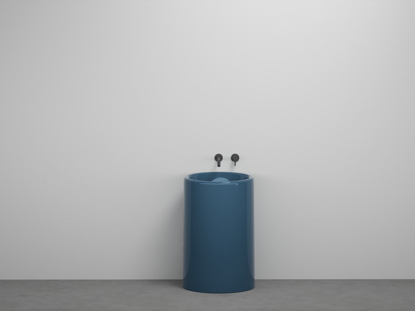 # LAVABO FREESTANDING TONDO da 53cm ITACA- CIELO eleganza minimale con scarico a terra