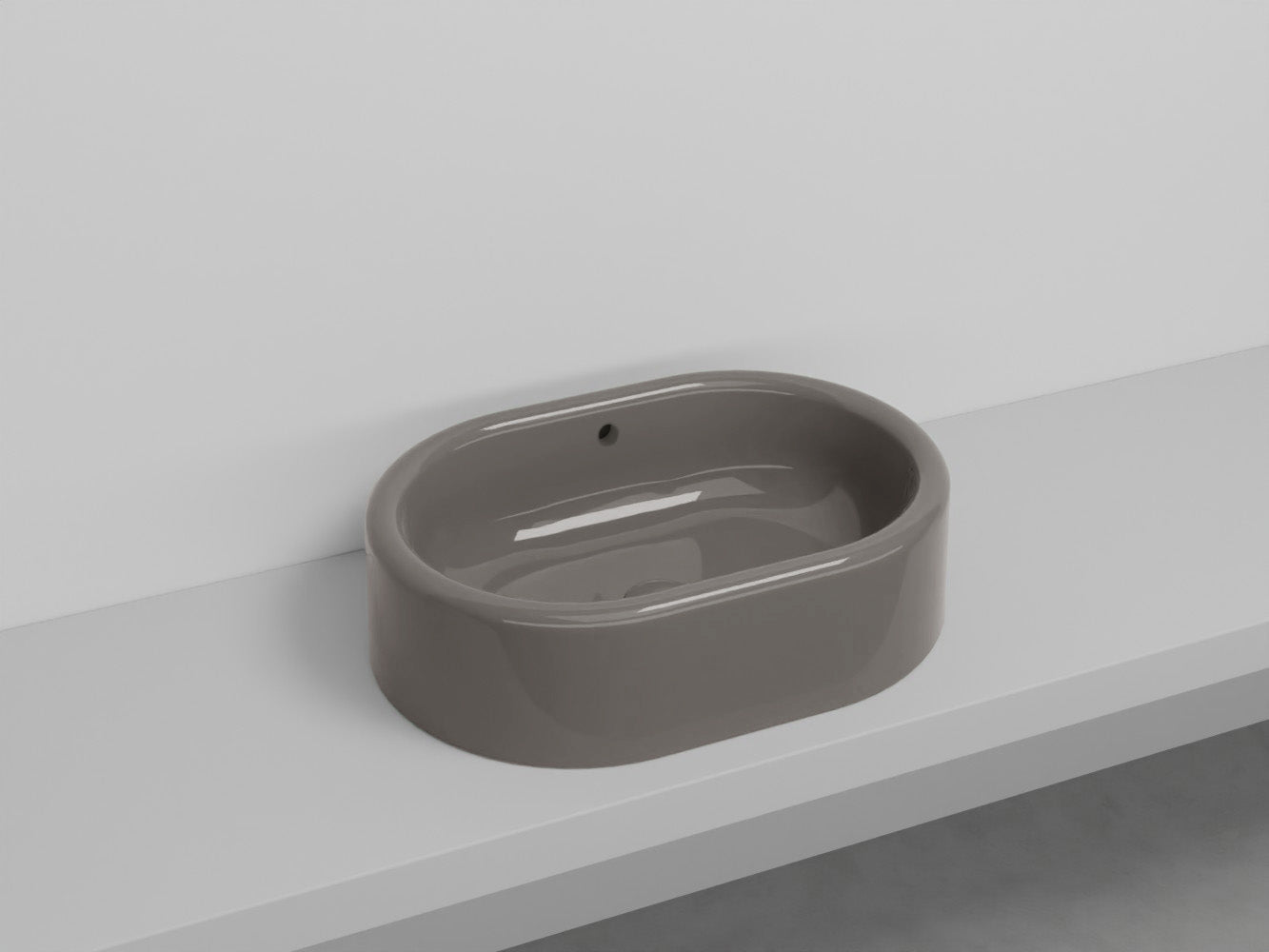 # LAVABO OVALE DA APPOGGIO ITACA con TROPPOPIENO - CIELO in ceramica con finiture pregiate e stile moderno